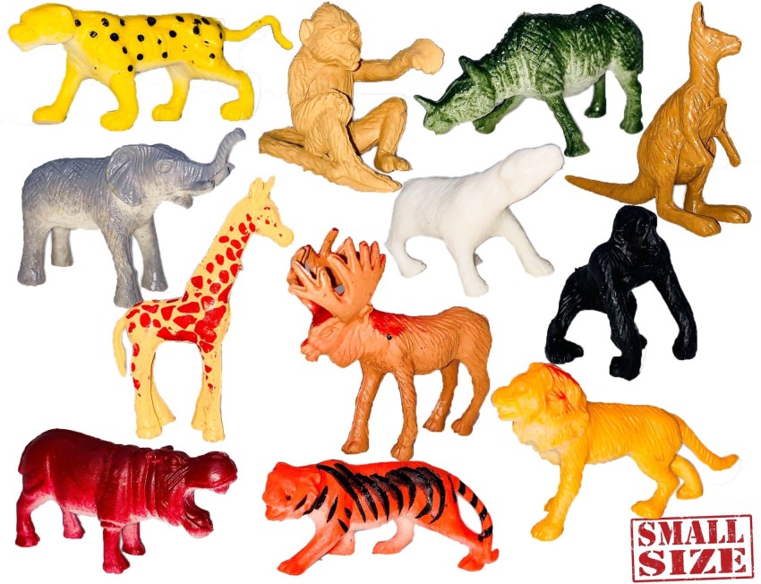 Extrawish Mini Animal SET-12 PC, Made of Vinyl Plastic Animals Toys Set, Very Small Tiny Animal Basic Set - Mini Animal SET-12 PC