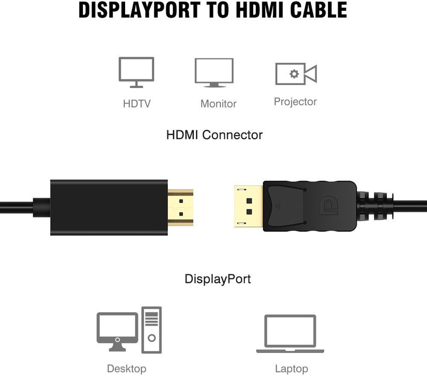 REC Trade HDMI Cable 1.8 m DP to HDMI Cable Gold Plated DP1.2
