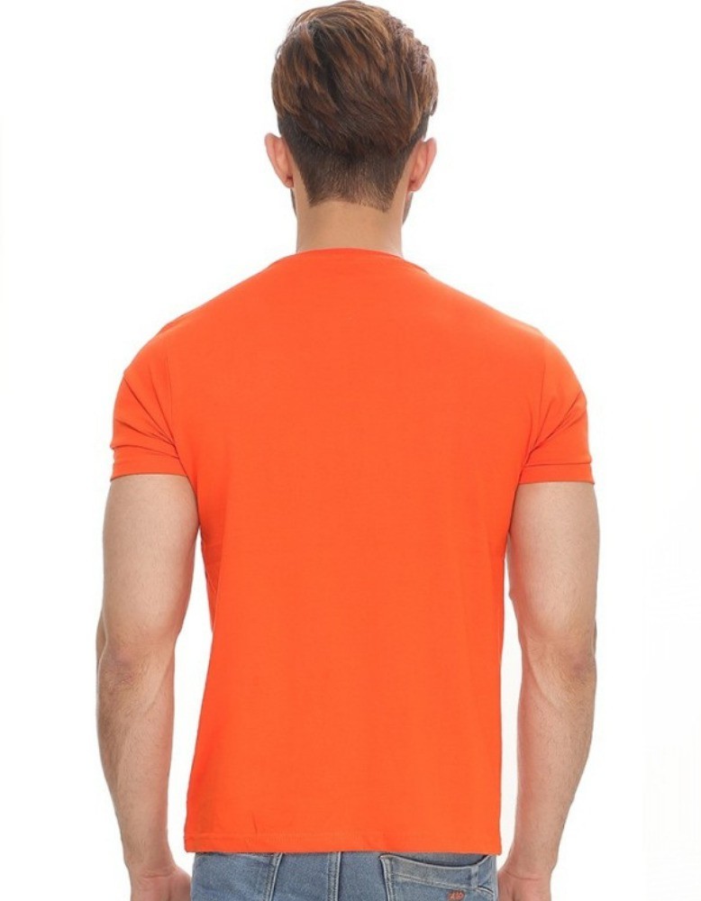 D D Fashion Printed Men Round Neck Orange T-shirt