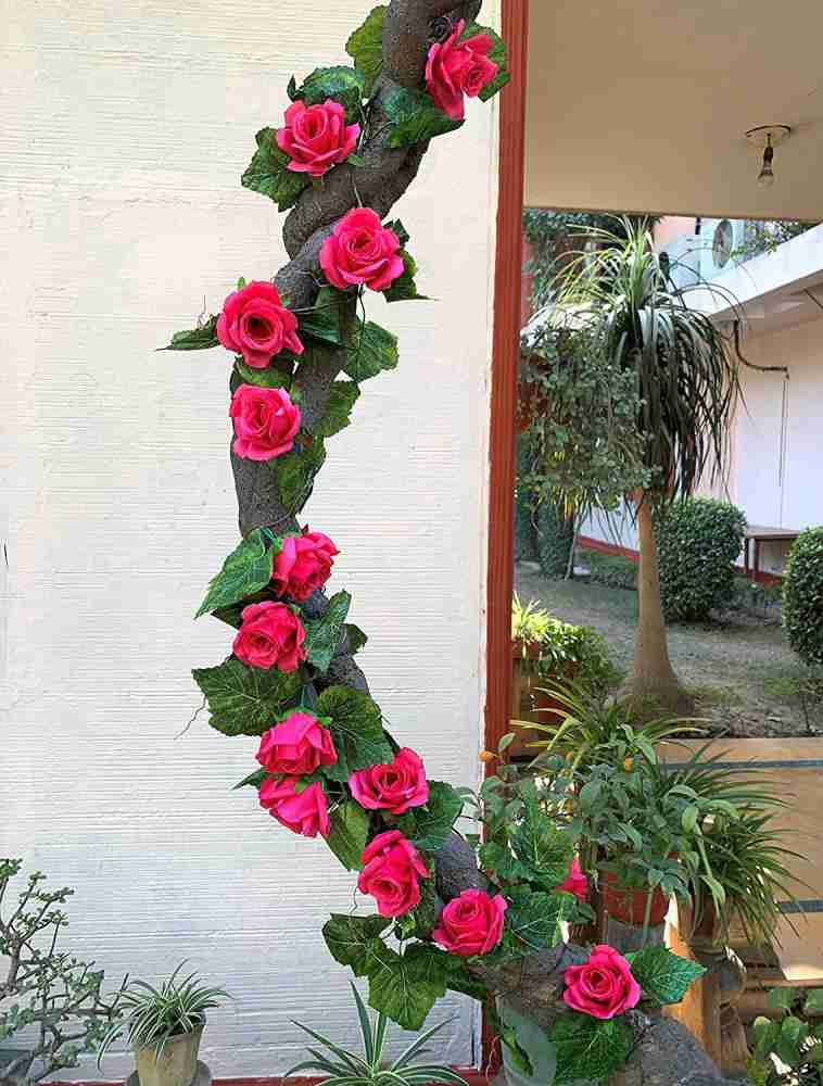  DULI Artificial Rose Vine Flowers with Green Leaves