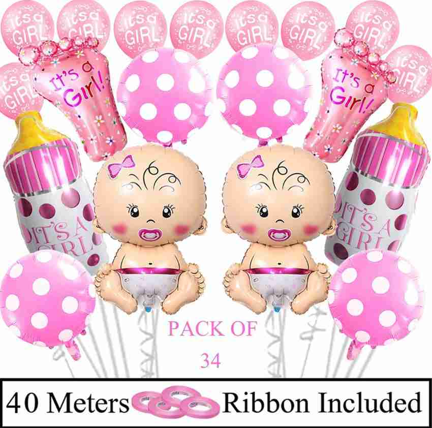 Ballons pour Baby Shower Fille - It's a Girl - Pack de 5 Ballons