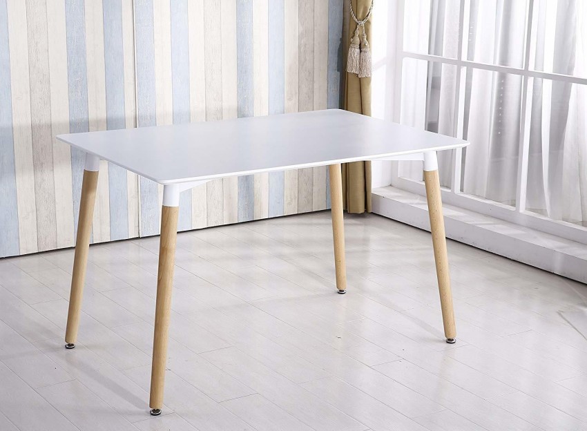 Designer Plastic 120cm Dining Table in Grey & Beech Wood Legs