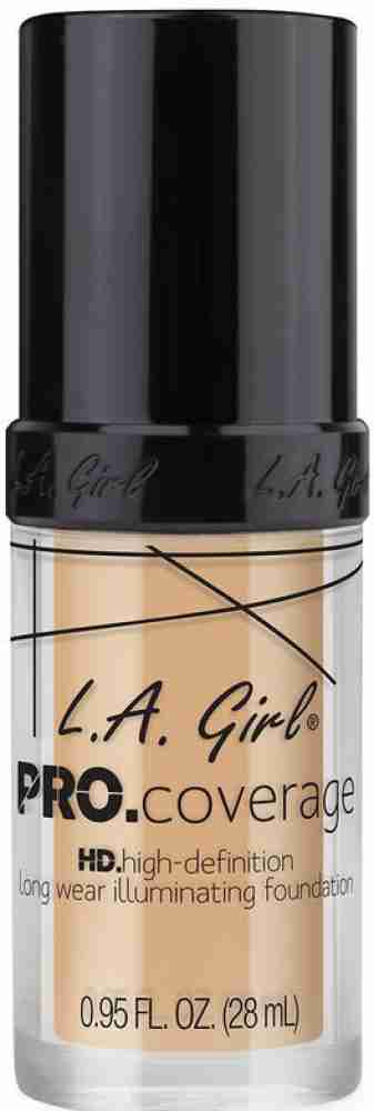 L.A. Girl PRO.Coverage HD Long Wear Illuminating Liquid Foundation, Bronze - 0.95 oz bottle