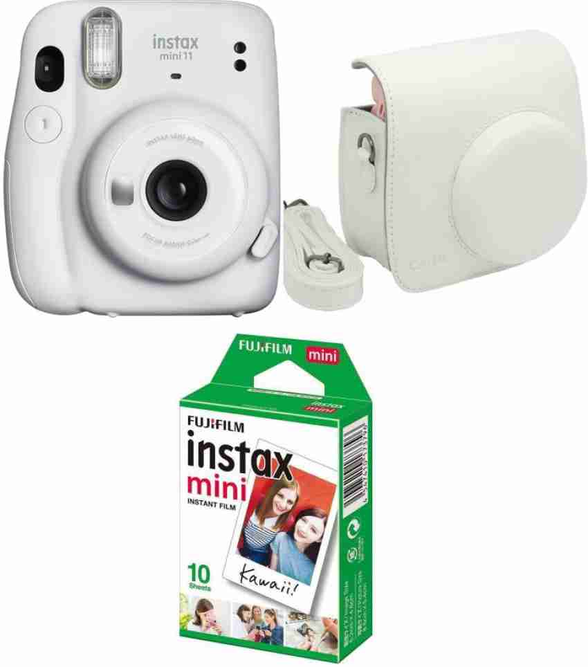 Instax Fujifilm Mini 11 Camera w/ Case. Photo Album + 30 Film Sheets - ICE  White