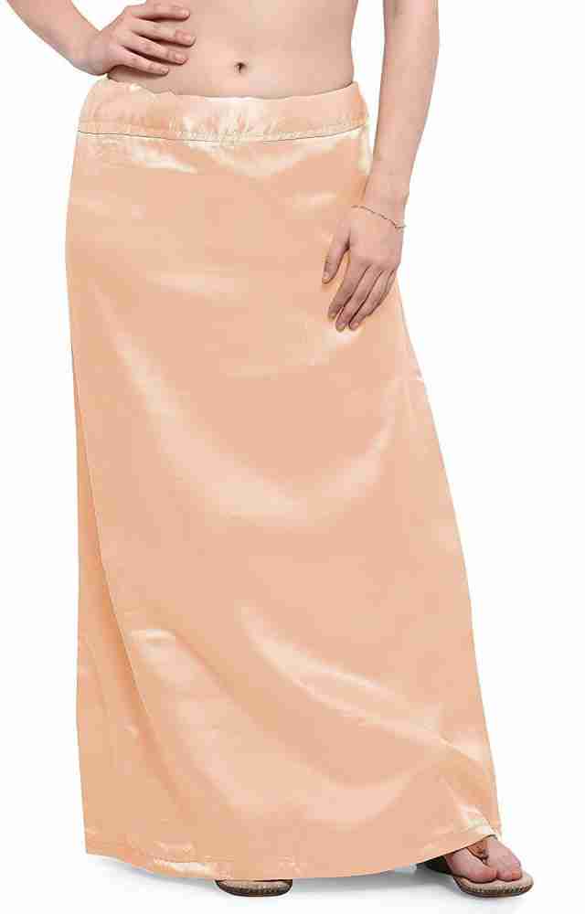 GirlsnCurls Peach 1 Satin Petticoat Satin Blend Petticoat Price in