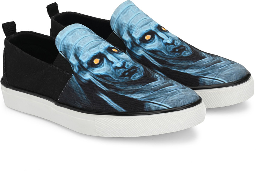 Extrimos Black Ghost Rider Polycanvas Slip on Casual Canvas Shoes