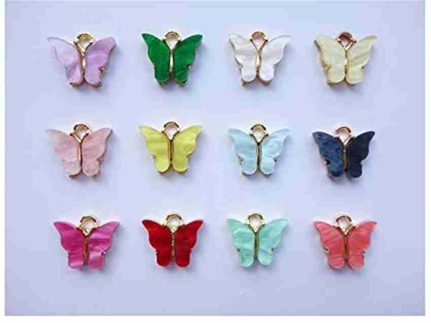 HAMIYA 24 Pcs Acrylic Butterfly Charms Colorful Butterfly Pendant
