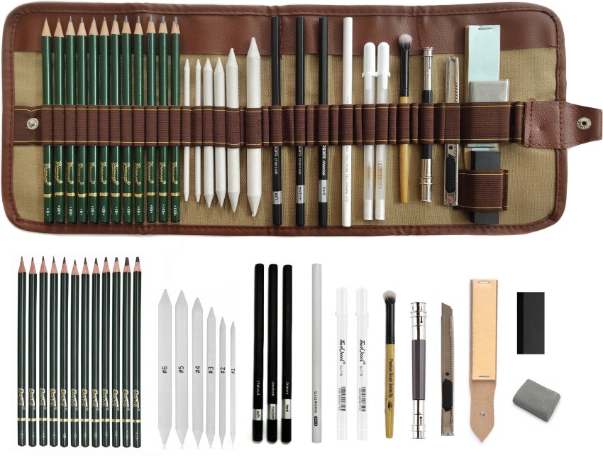 Drawing Kit (41-Piece Set) Including Pencils, Pastel Pencils, Erasers,  Knife, Pencil Extender, Sharpener, Sketch Book(50 Sheets) & Carry Case for