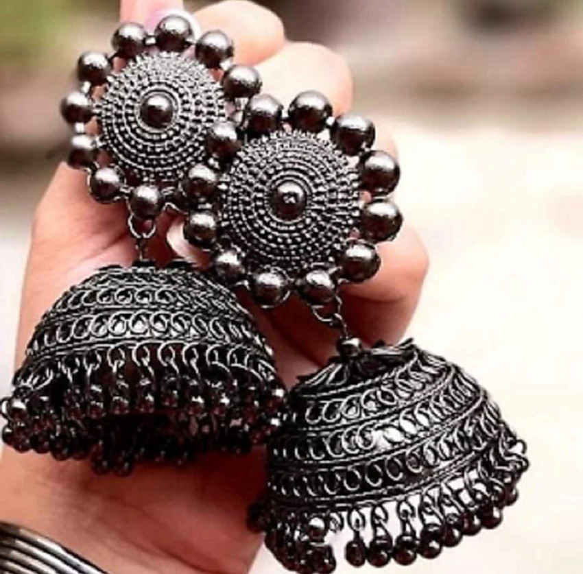 Flipkartcom  Buy Luckshay creations Metal Oxidised Silver Jhumka Earrings  for Women  Girls Beads Metal Jhumki Earring Online at Best Prices in India