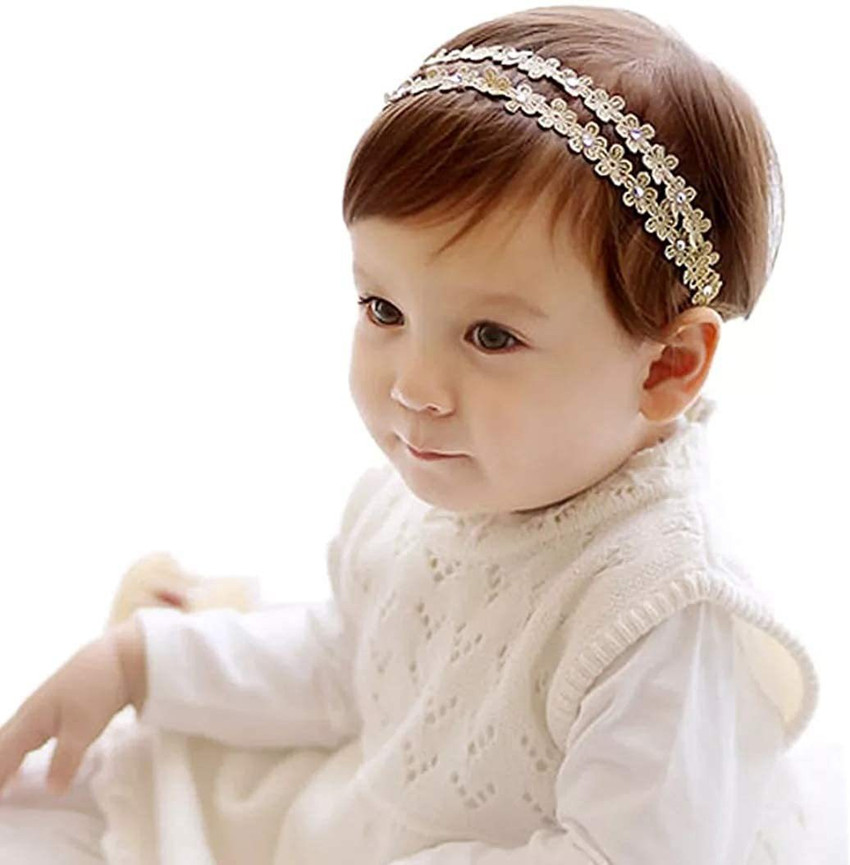 Ziory 1 pc 1 Pc Golden flower double layered headband for baby girls 6 12 months for Infant Baby Girl Kids baby hair accessories kids headband