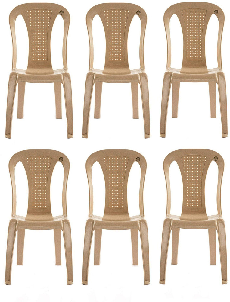 Supreme Dream Chairs Set of 6 Marbal Beige Plastic Outdoor