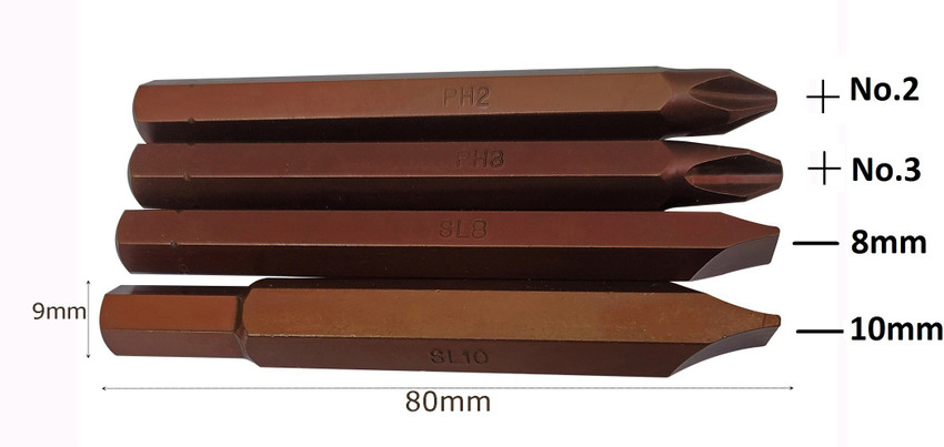 Inditrust Long 4pc Magnetic Impact Driver bits size PH2 PH3 SL8 AND SL10 Impact Screwdriver Set