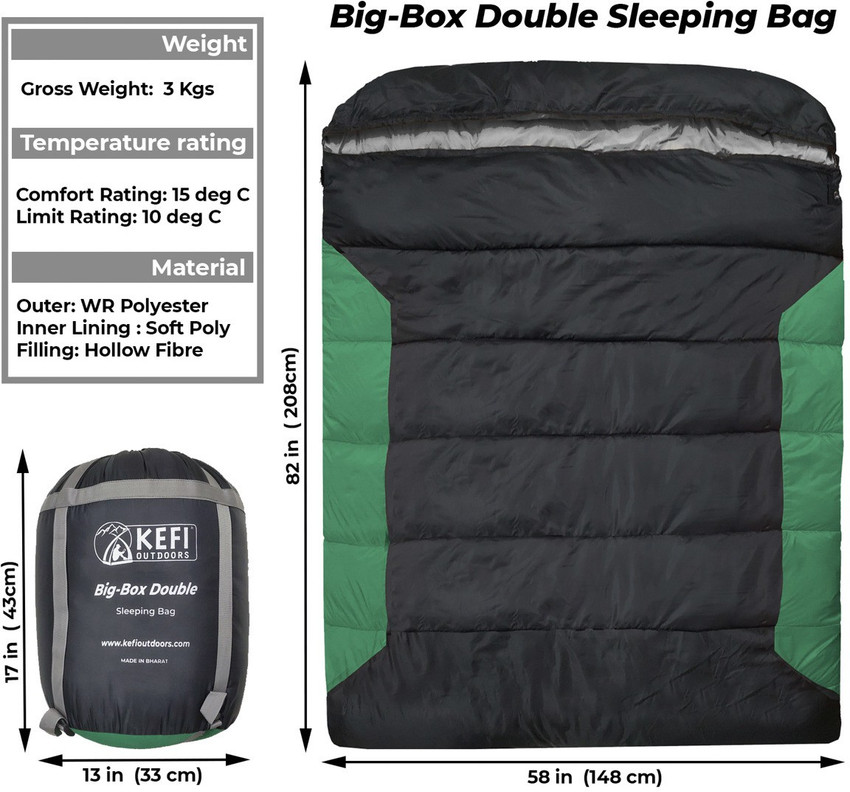 Kefi Outdoors Big Box Queen Size Double Sleeping Bag Warm and