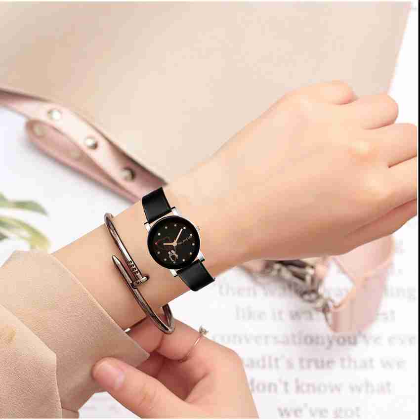 Black belt wrist watch sales