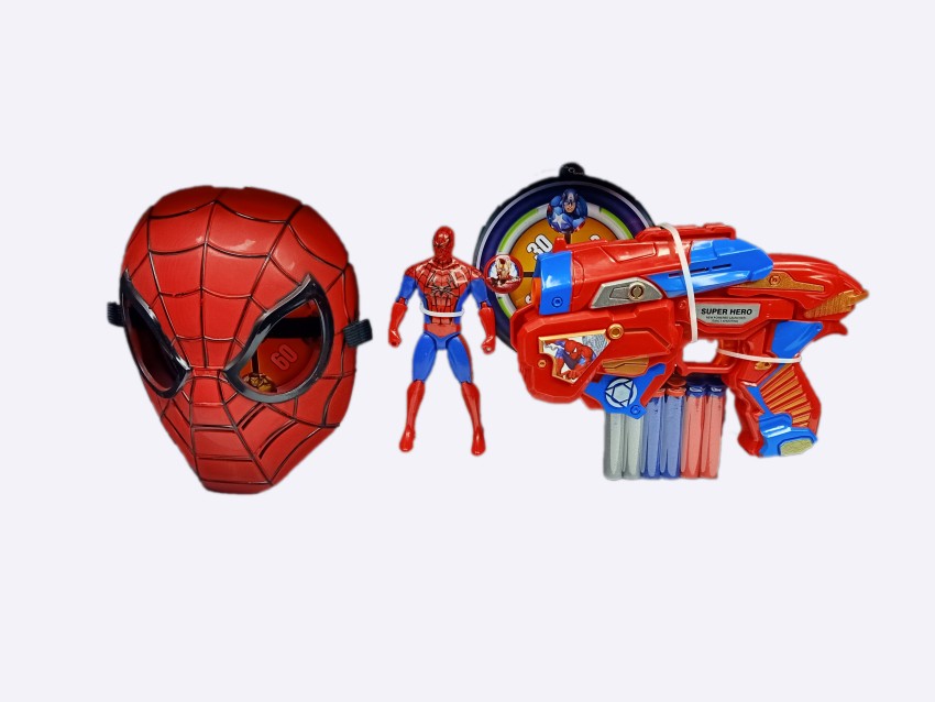 piggie Soft Bullet Gun Super Hero - SpiderMan ( Free Water Ring Game )  Multicolor - 10 cm - Soft Bullet Gun Super Hero - SpiderMan ( Free Water  Ring Game )