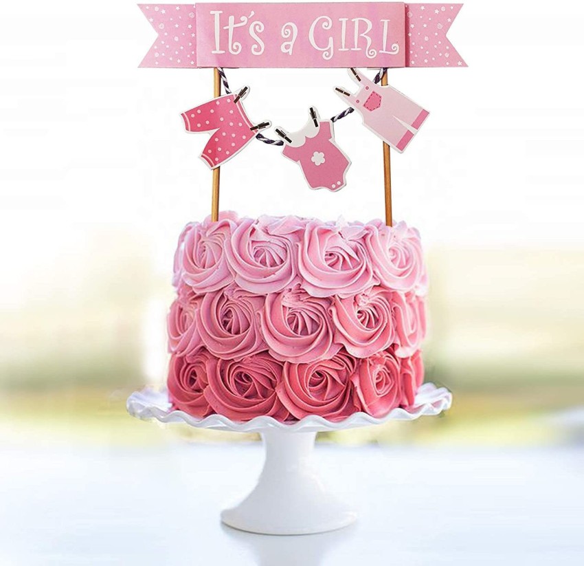 DECOR MY PARTY It's A Girl Cake Topper for Baby Shower , Welcome Baby Girl  Party Decorations / Cake Toppers Supplies Decoration Accessories / Cake  Topping Decorating Items / Paper Cake Toppers