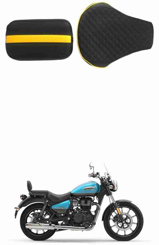 elegant Twin Cameo Blk Ylw Split Bike Seat Cover For Royal