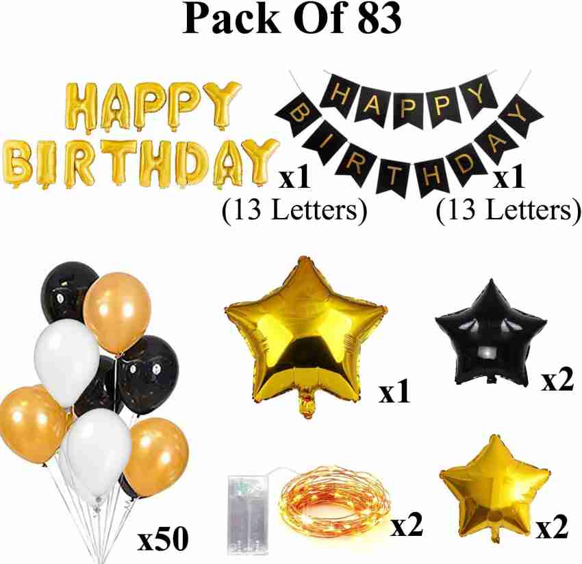 DECOR MY PARTY Happy Birthday Paper Banner with Golden Foil