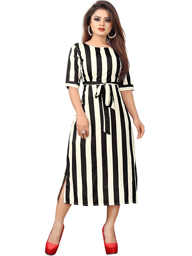 Nidhi Collection Women A line Black White Dress Buy Nidhi