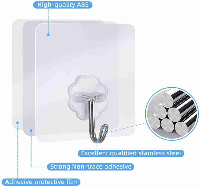 nivera Heavy Duty Self Adhesive Wall Hooks Strong Cloth Hanger, Utensils  Holder Hanging Hooks for Bathroom, Kitchen - 10pcs Hook 10 Price in India -  Buy nivera Heavy Duty Self Adhesive Wall
