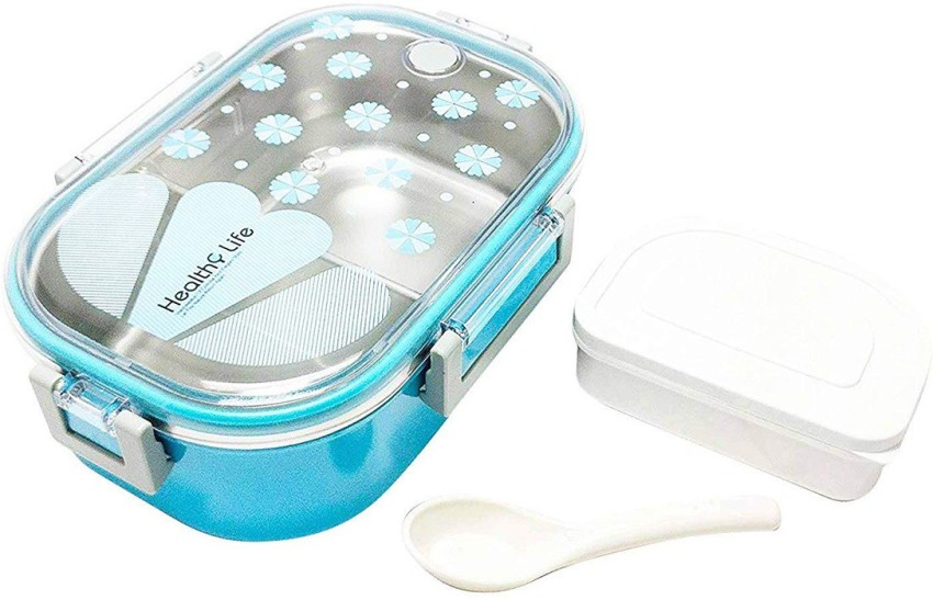 Blue and White Stainless Steel Lunch Box