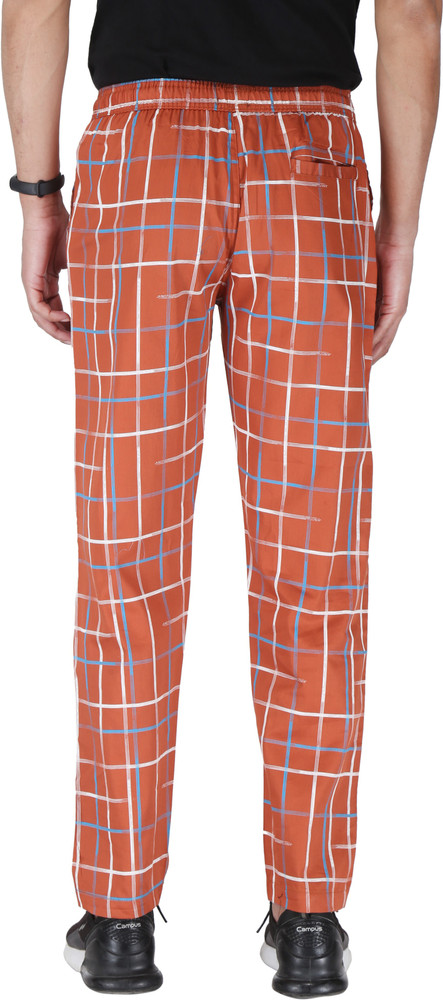 s chadda Checkered Men Orange Track Pants Buy s chadda Checkered