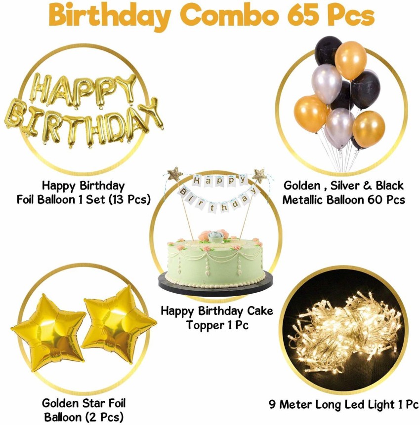 13PCS Happy Birthday Cake Topper Decorations Balloons Kids Birthday Party  Adults