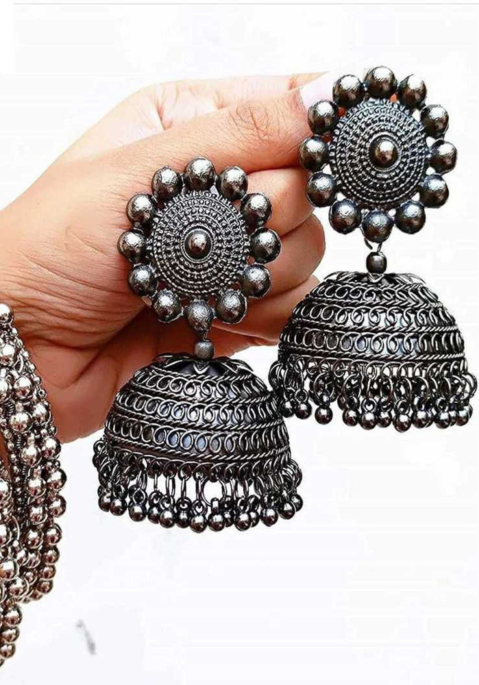 Flipkartcom  Buy DEB FASHION Metal Oxidised black Jhumka Earrings Beads  Metal Jhumki Earring Online at Best Prices in India