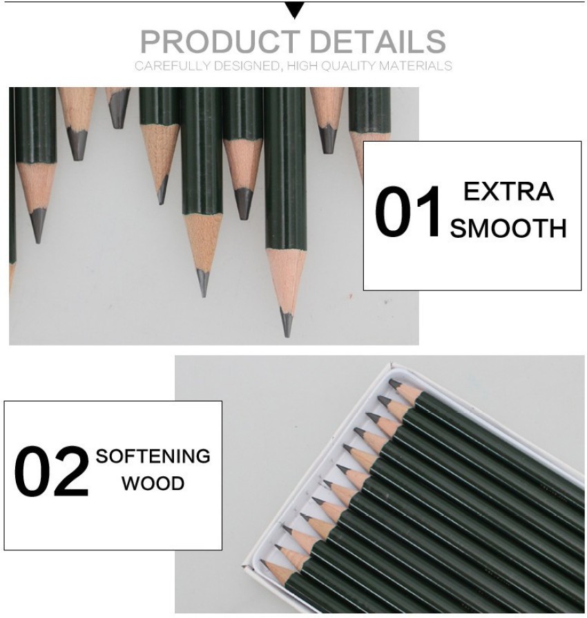 Definite ARTLINE 6Pc Sketch Pencils + 6Pc Blending Stumps +  FABER CASTELL 6Pc Drawing Pencil 