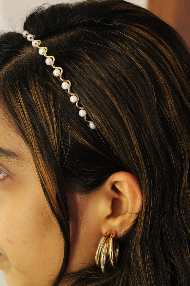 High Profile Fancy Gold Embellished Pearl Hairband Designer Hair Accessory  Headband for Women and Girls  Pack of 2 Hair Band Price in India  Buy  High Profile Fancy Gold Embellished Pearl