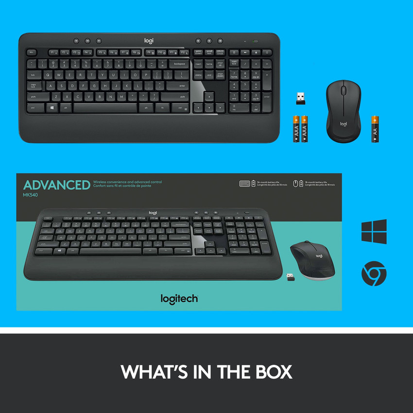 Logitech MK540 Mouse Keyboard Combo HotKeys 3 Year Battery