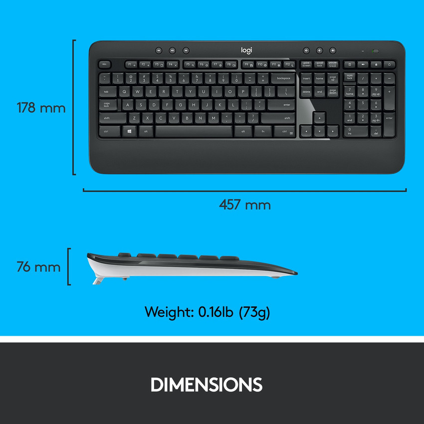 Logitech MK540 Mouse Keyboard Combo HotKeys 3 Year Battery