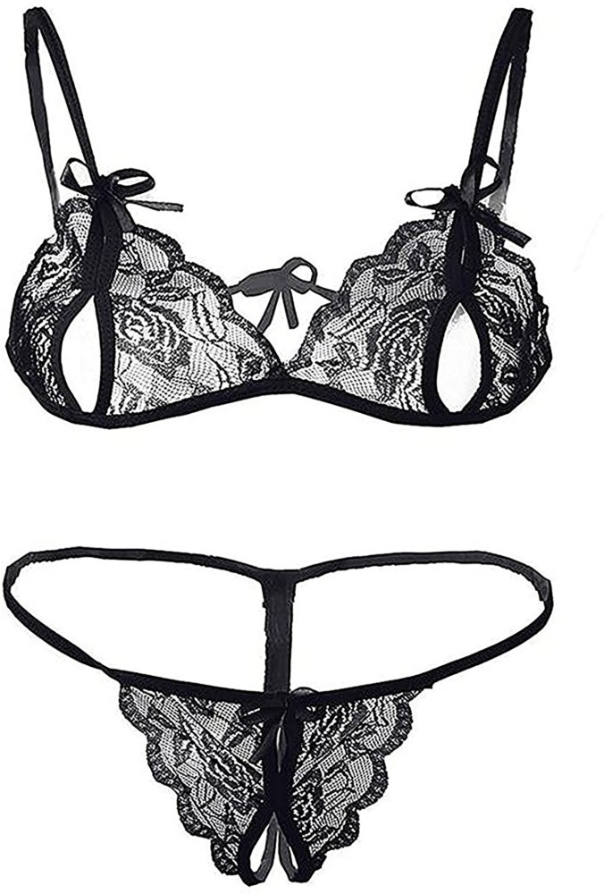 Polyester Lace Ladies Black Lingerie Set at Rs 110/set in New Delhi