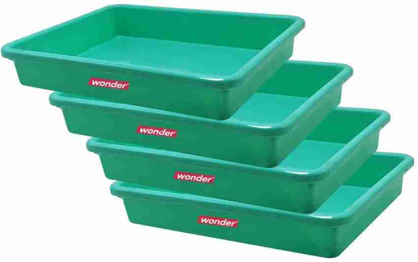 Morvi Wonder Plastic Prime Exel Small Plastic Tray for Home/Kitchen/Office,  Set of 4, 2 Ltr, Grey Color, Made in India Tray Price in India - Buy Morvi  Wonder Plastic Prime Exel Small