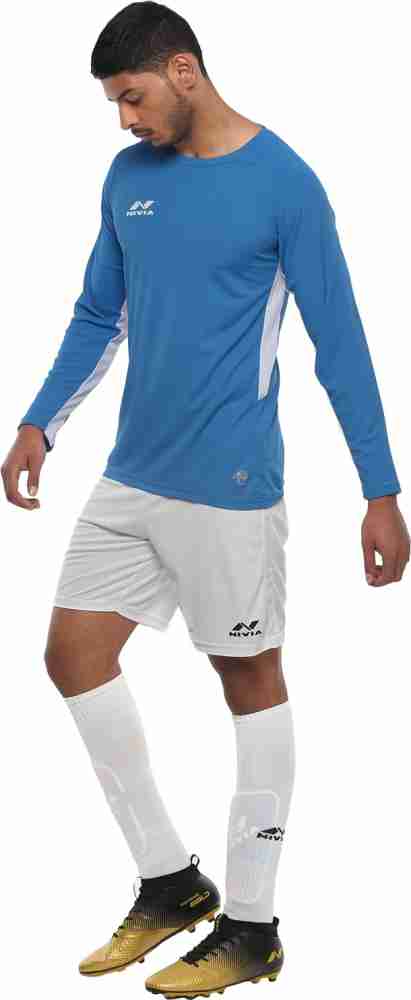 Nivia Destroyer Football Jersey Set for Men (Sky Blue/Navy Blue, XXL)