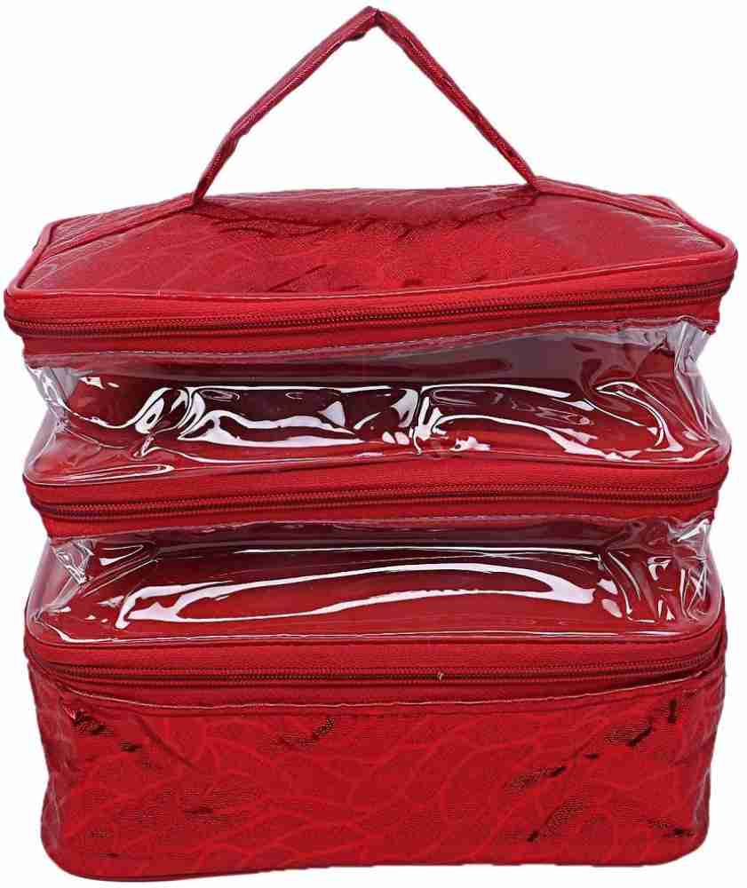 ultimatefashionista Transparent PVC Make Up Kit Cum Jewellery Kit (Silver)  Makeup Bag Toiletries Bag Cosmetic Kit Pouch Utility Bag vanity