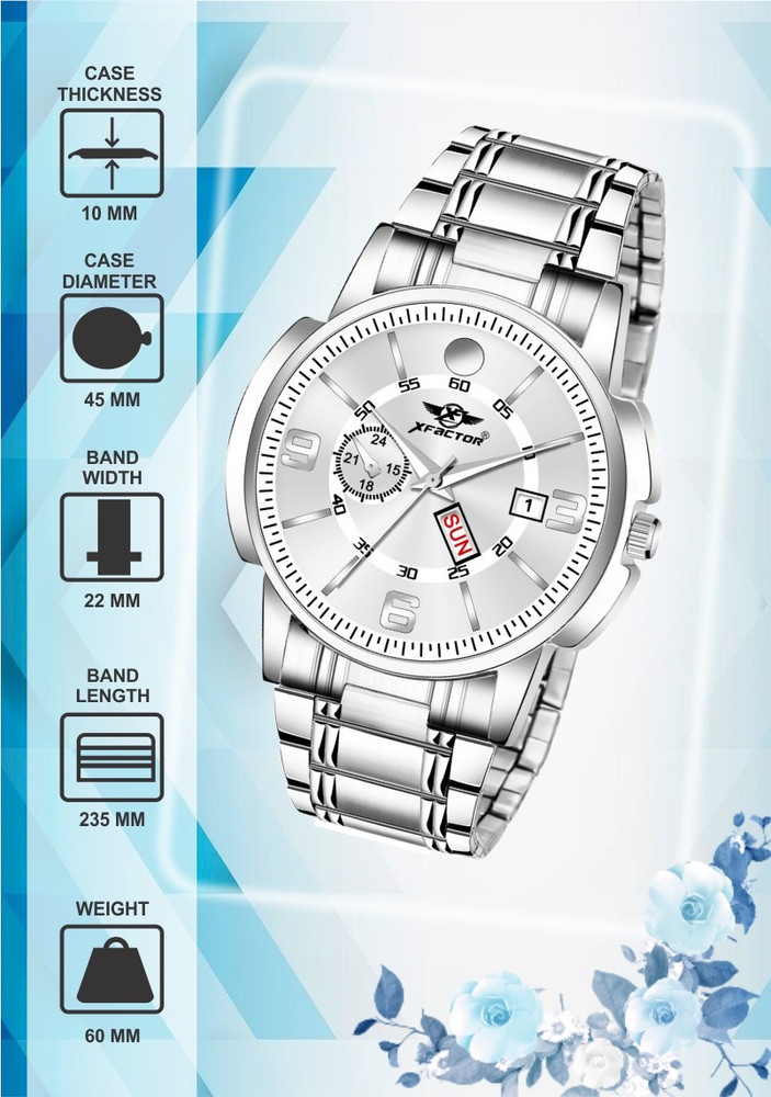 X Factor XF DD01 AREXO SILVER Silver Dial Day And Date Functioning Collection Analog Watch For Men Buy X Factor XF DD01 AREXO SILVER Silver Dial Day And Date Functioning Collection Analog Watch For Me...