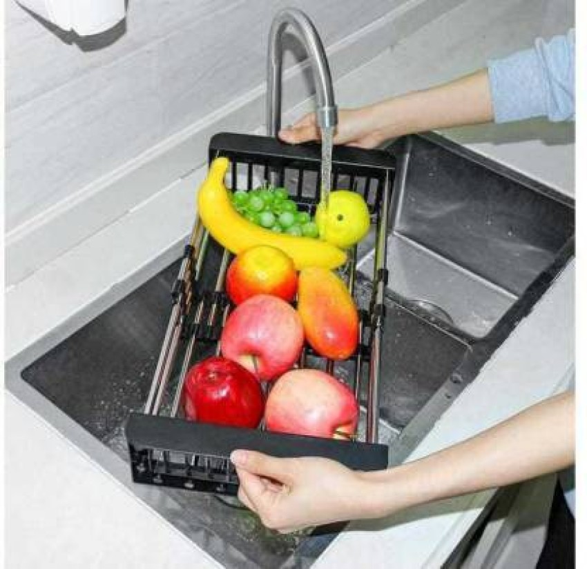 Kitchen Stainless Steel Telescopic Rack Fruit Vegetable Sink Drain