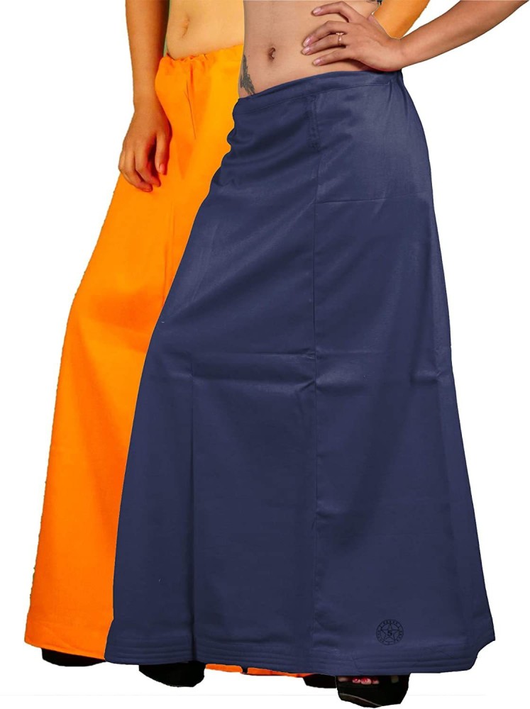 Thecrafted Women's Pure Cotton Ready made Inskirt Saree Petticoats Combo  with Handmade Nada (Light Orange Gulf Blue) Pure Cotton Petticoat Price in  India - Buy Thecrafted Women's Pure Cotton Ready made Inskirt