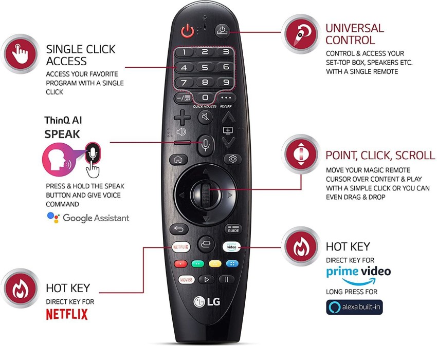 Universal for LG Magic Remote Control, Replacement for LG O LCD 4K UHD  Smart TV, with Buttons 