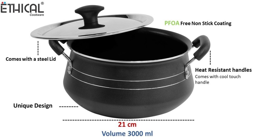 Prestige Omega Select Plus Non-Stick PFOA Free Biryani Pot with Stainless  Steel Lid, 12 Litre