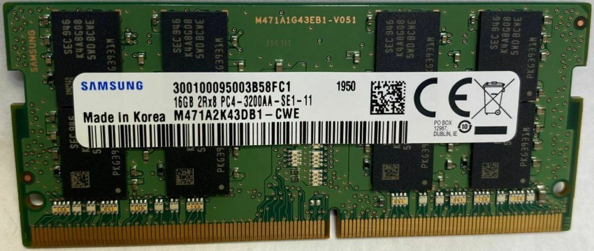 Crucial 16GB DDR4 3200MHz PC4-25600 SODIMM RAM 1Rx8 Laptop Memory  CT16G4SFRA32A