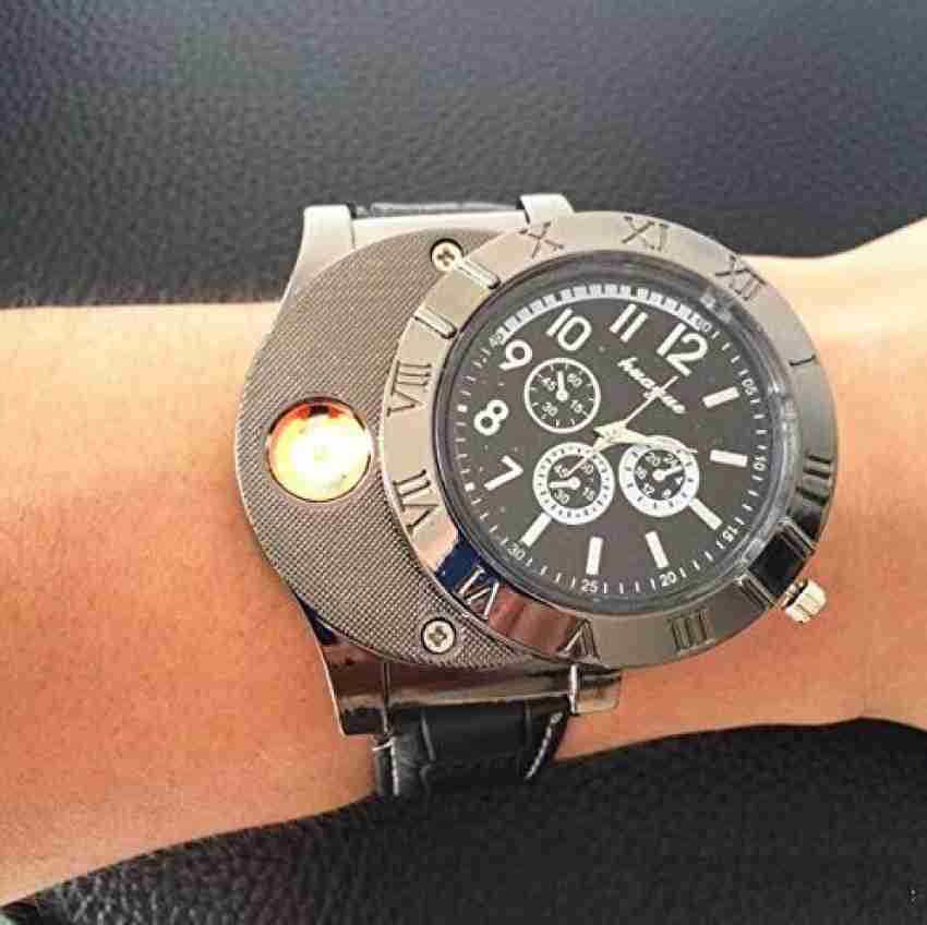 Wrist watch with online cigarette lighter