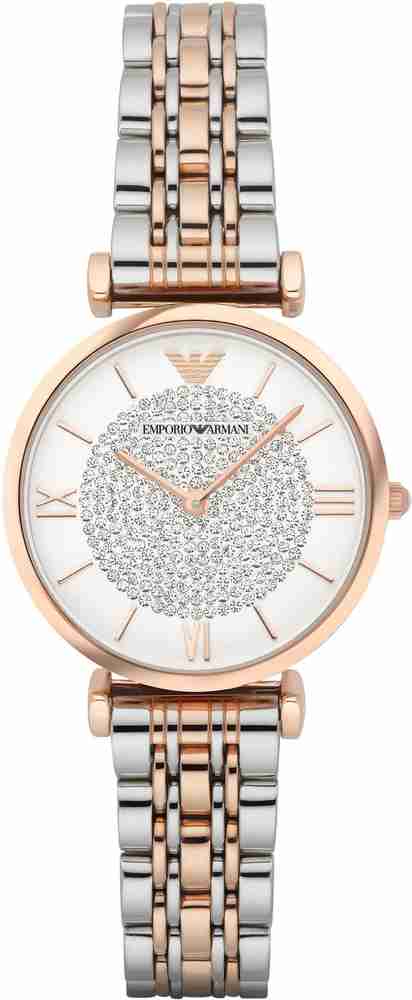 Emporio armani silver and rose gold watch outlet