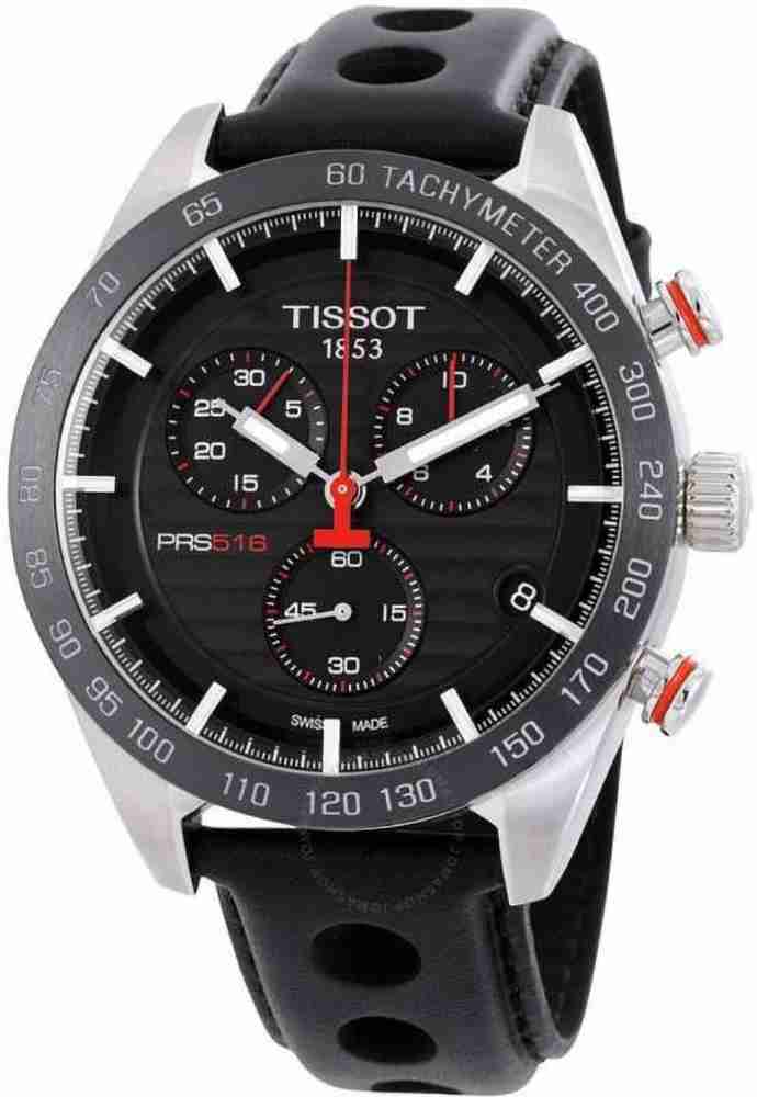 TISSOT PRS 516 Chronograph Black Leather Strap Analog Watch For