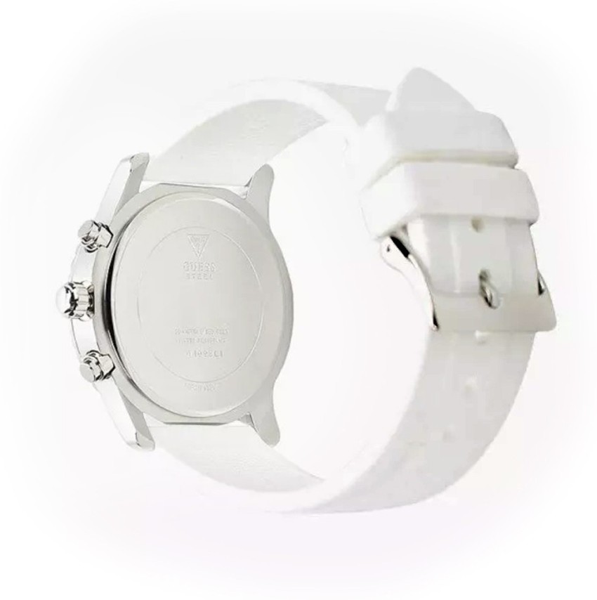 GUESS Multifunction White Silicone Strap Analog Watch For Women