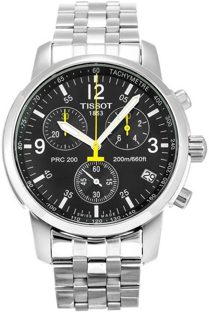 TISSOT PRC200 Black Dial Stainless steel Analog Watch - For Men 