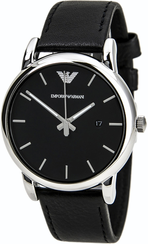EMPORIO ARMANI Classic Black Dial Black Leather Strap Analog Watch