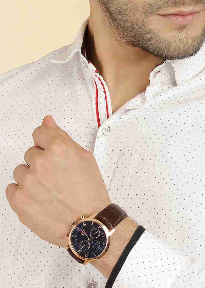 Tommy hilfiger round analog blue dial men's watch sale