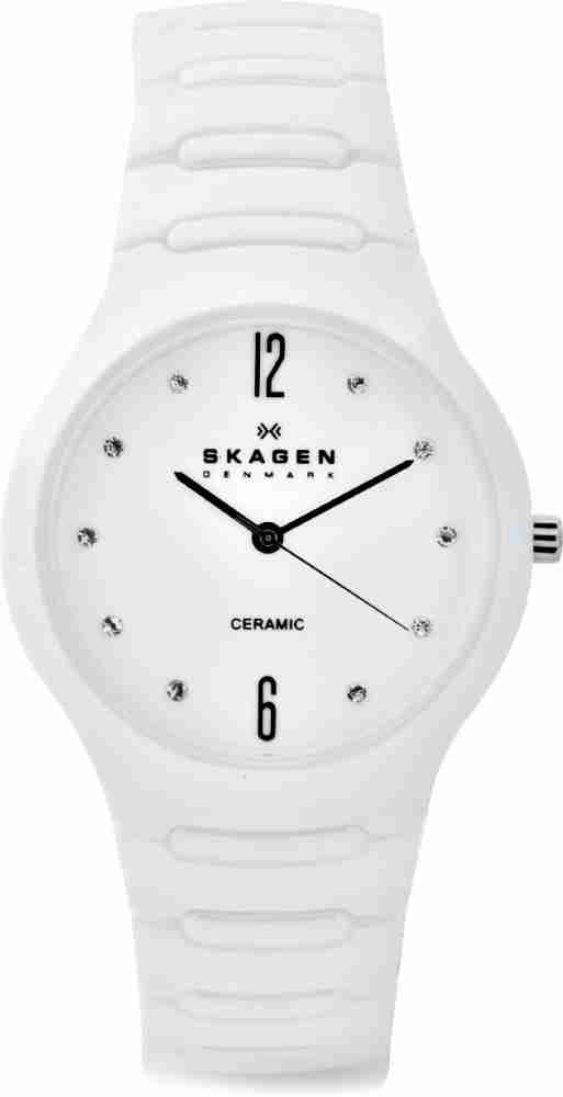 Skagen white 2024 ceramic watch